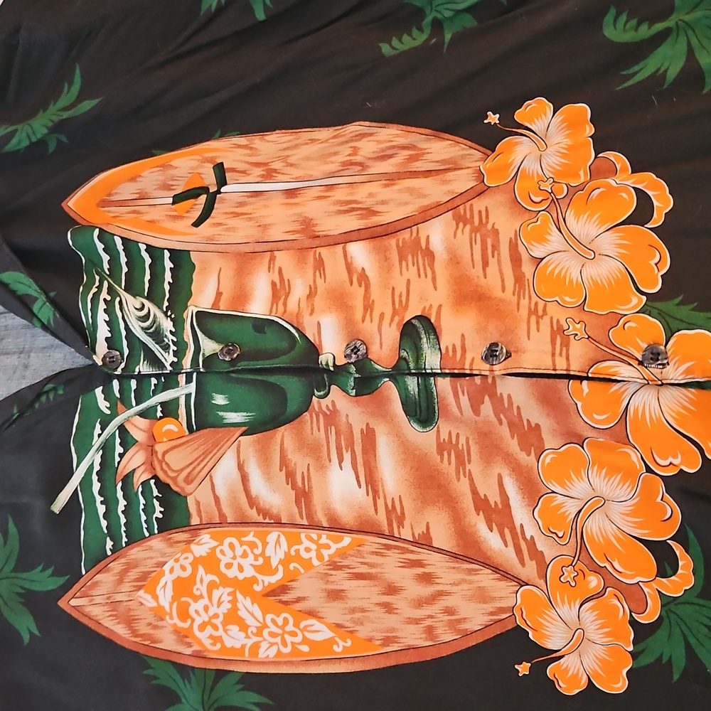 Hawaiian Shirt with Red and Green Design
